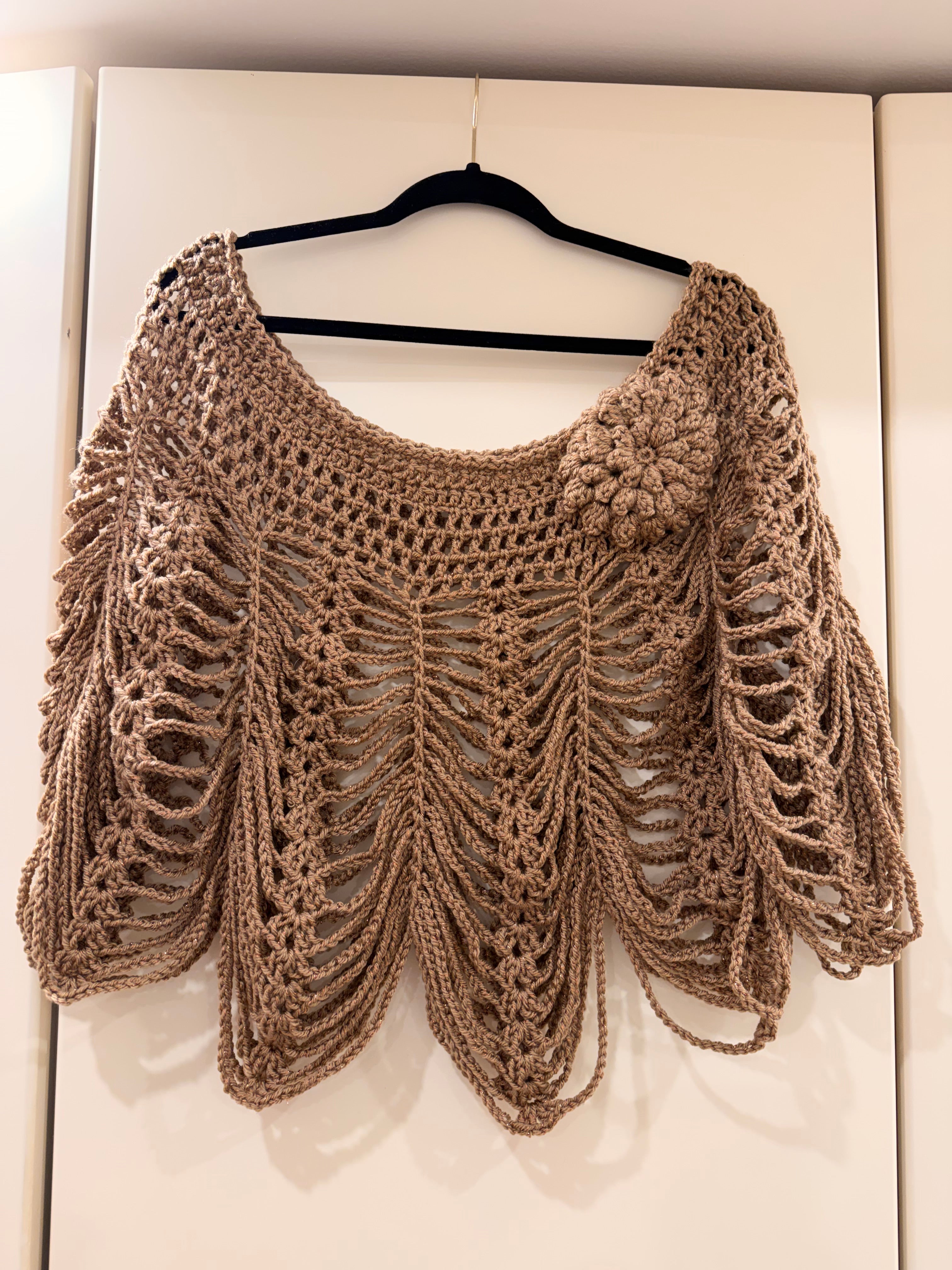 Handmade wool Poncho with lame' thread