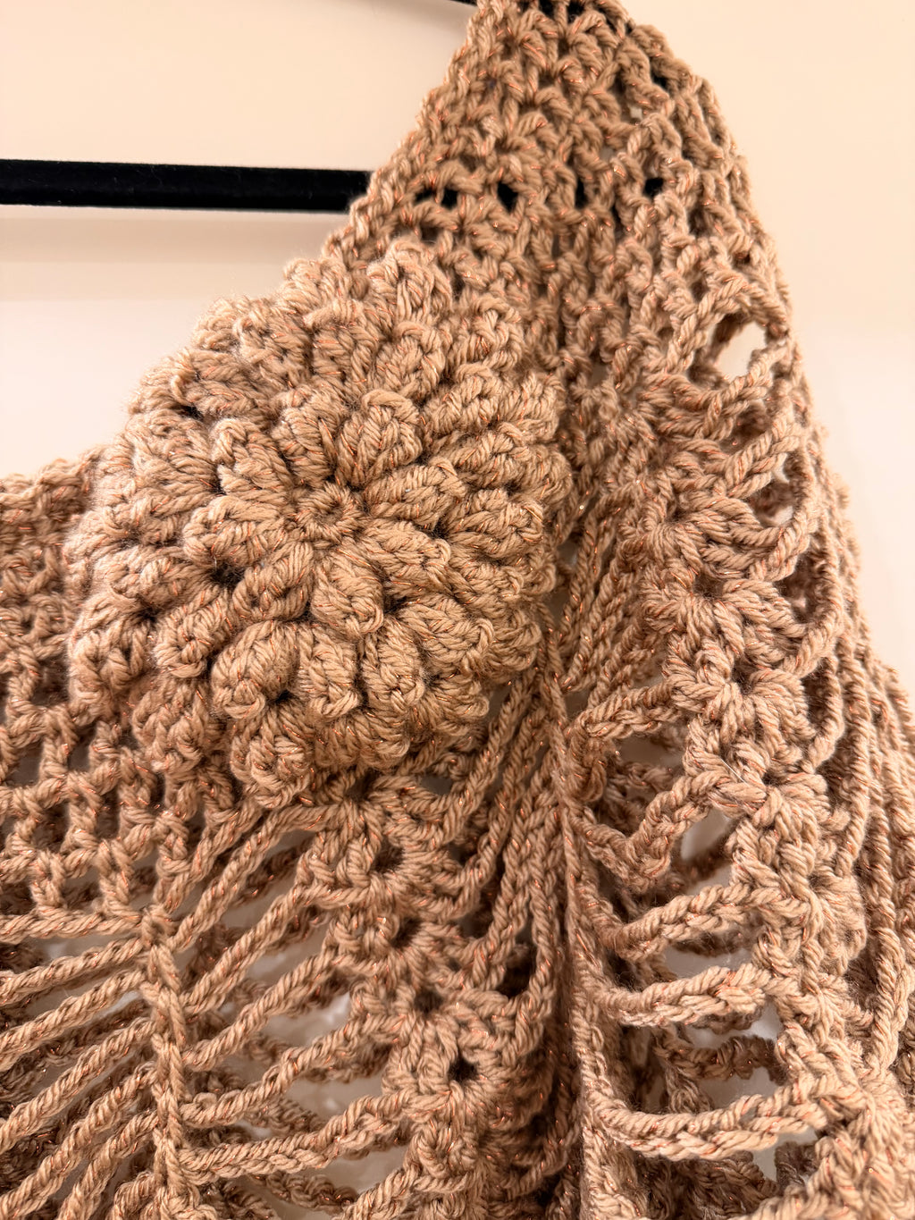 Handmade wool Poncho with lame' thread