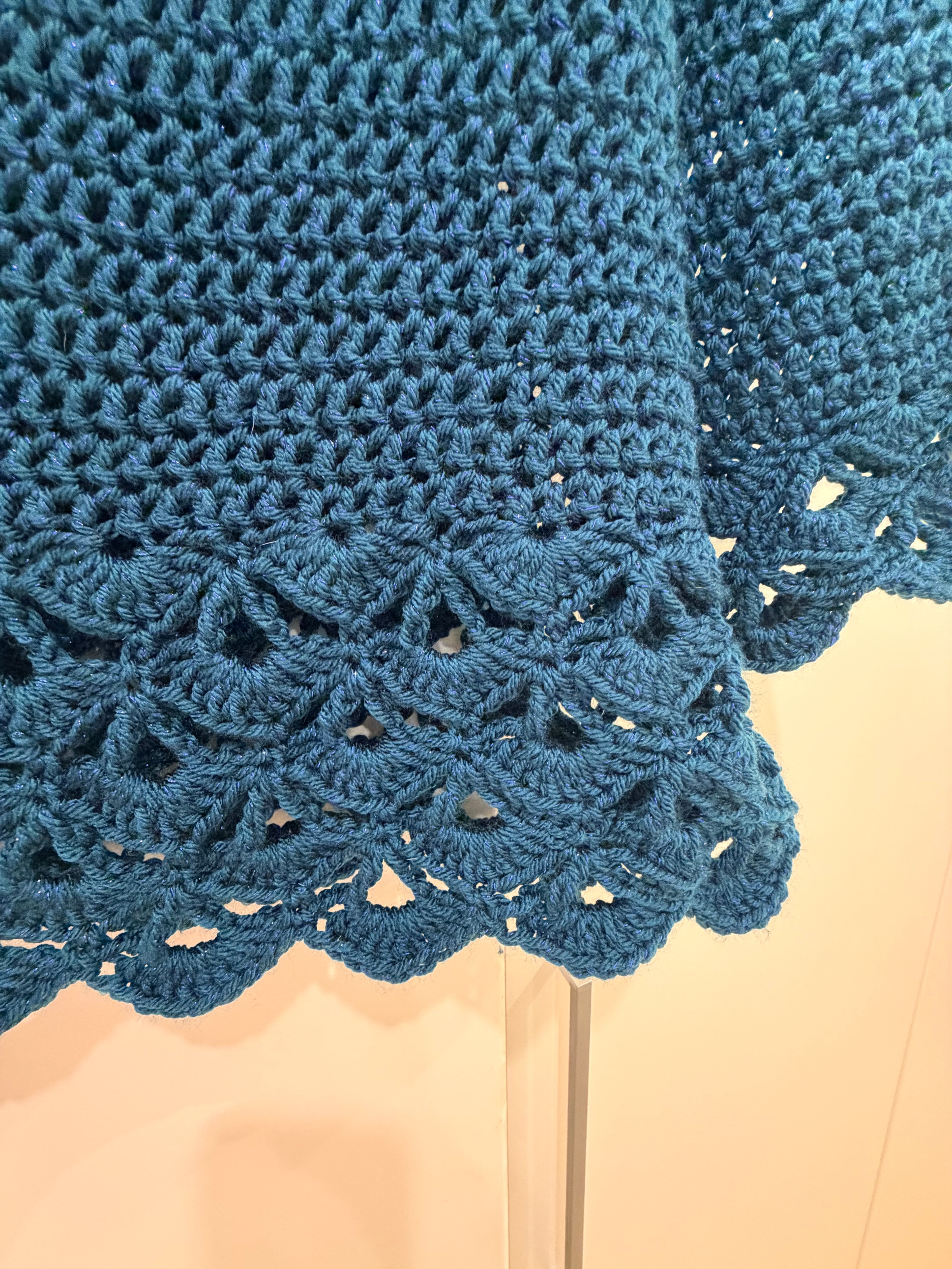 HANDMADE Midnight blue wool sweater, with blue lame thread