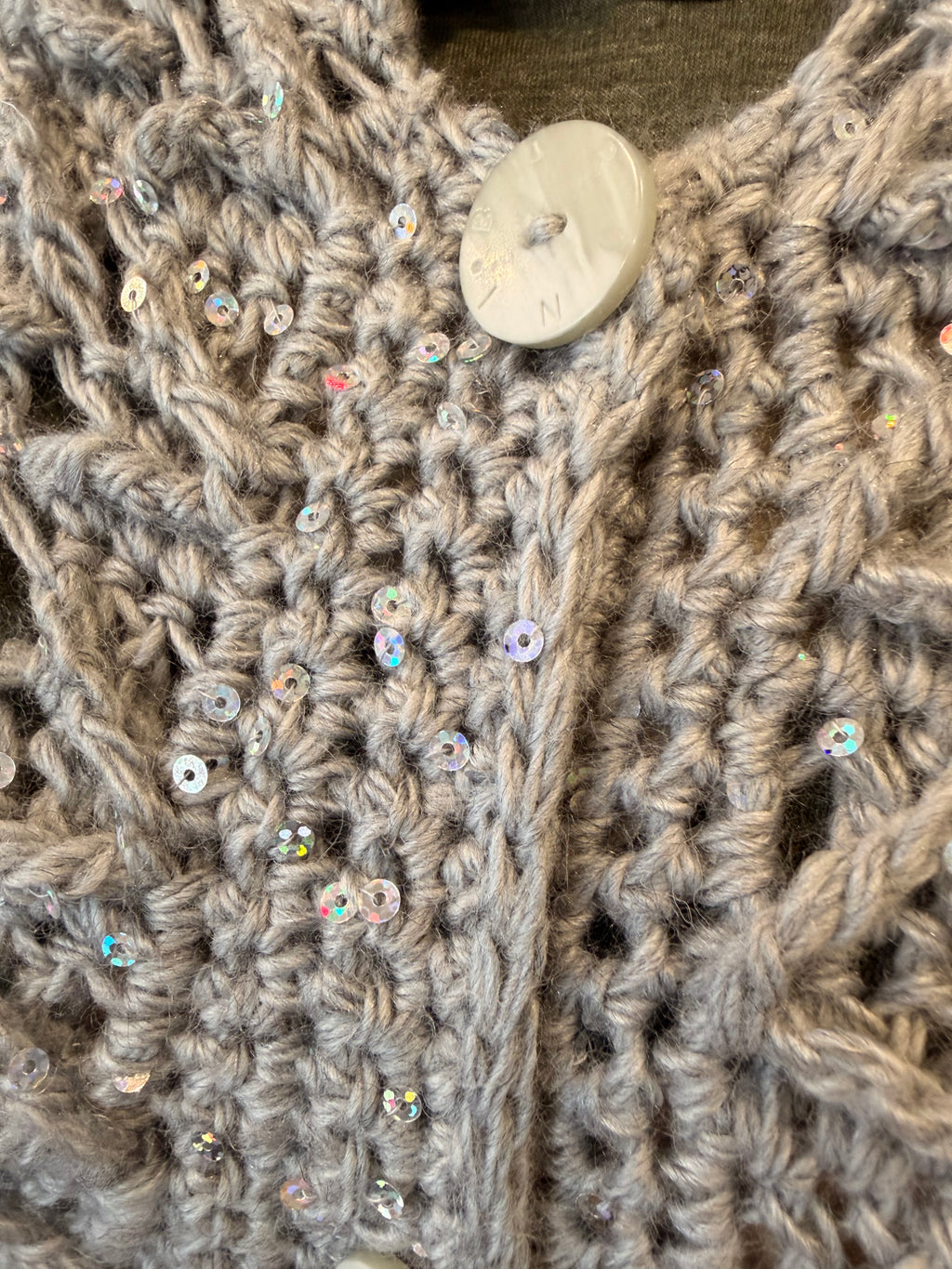 Pearl Grey Handmade Cardigan with Sequins