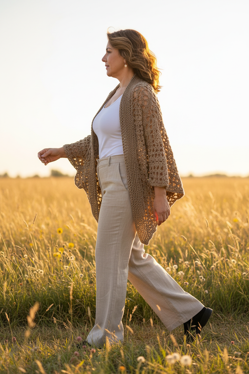 Modella di lato con cardigan